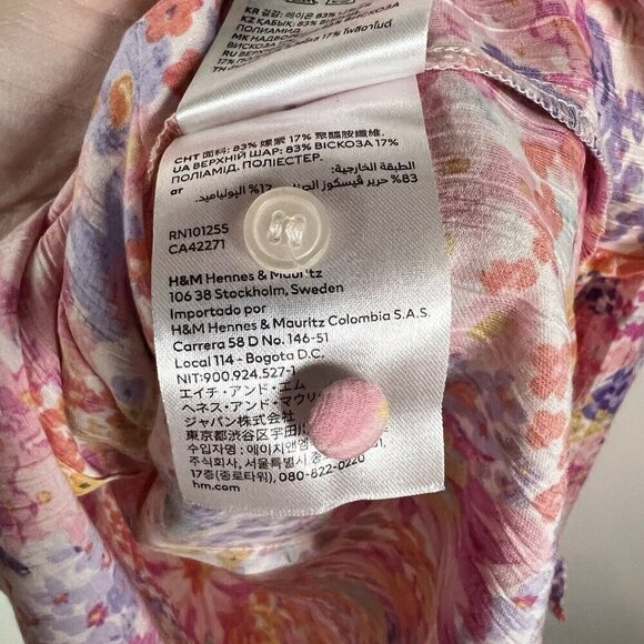 H&M Floral Button Up Collared Shirt Women’s Size‎ Small Colorful Boho Artsy - Picture 8 of 10